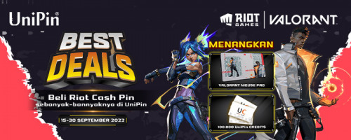 BEST DEALS! Beli Riot Cash Pins di UniPin Dapatkan Ekslusif Valorant Phoenix Mousepad & Bonus UniPin Credits!